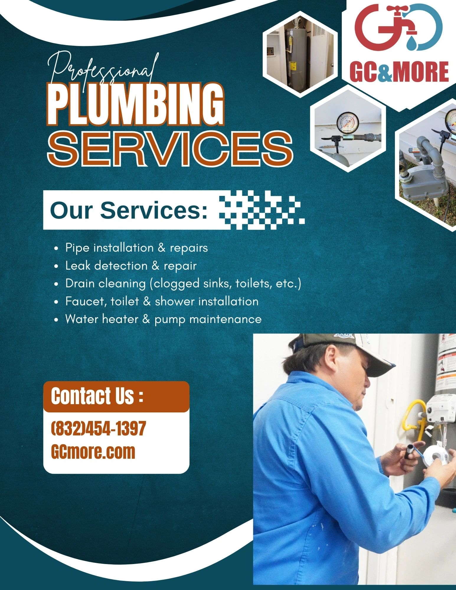 Plomeros en Houston – Servicios de Construcción de GC&more | Expertos en Plomería y Obras